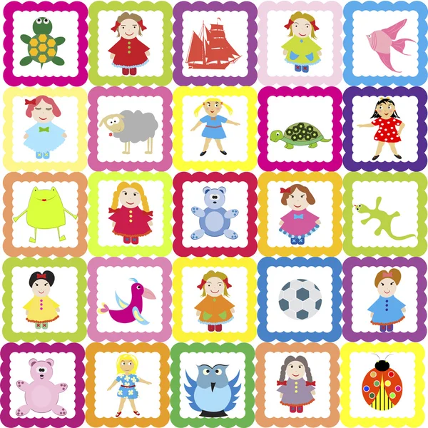 Baby фон с различными игрушками, для детского сада — стоковое фото