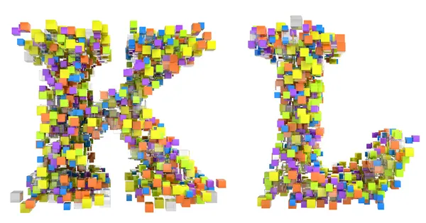 Абстрактный кубов шрифта K и L письма, изолированные — стоковое фото
