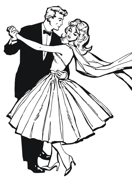 Иллюстрация пару танцы, нарисованный с старом стиле комиксов — стоковое фото