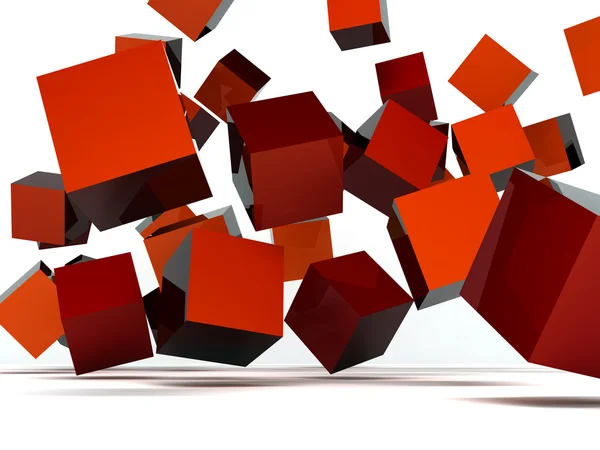 Падения и удара красных кубиков — стоковое фото