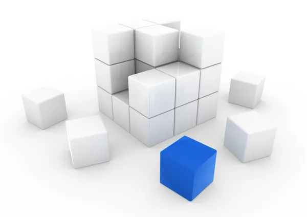 3D куб синий бизнес — стоковое фото