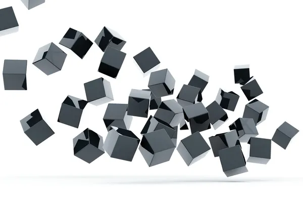 Падение и удар серый металлик кубов — стоковое фото