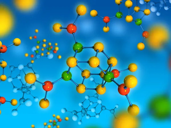 Молекула, изолированные на синий — стоковое фото