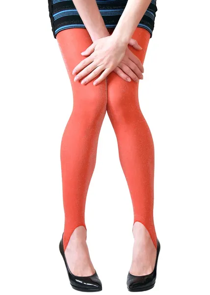Сексуальная женщина длинные красные Колготки ноги и скрещенные руки. Неопределенной — стоковое фото