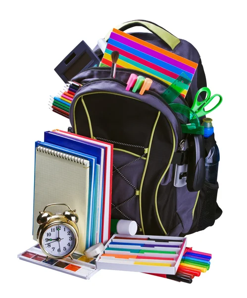 Рюкзак для школьного обучения Канцтовары — стоковое фото