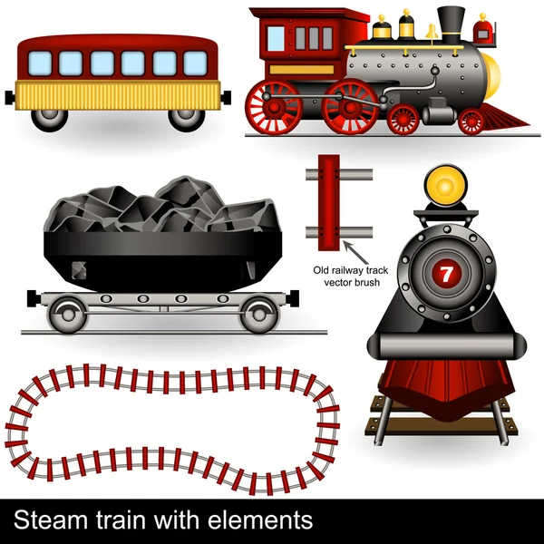 Паровой поезд с элементами — стоковый вектор