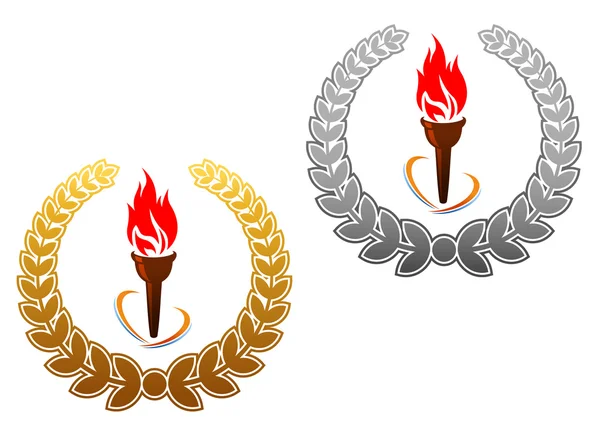 Пылающими факелами спортивный дизайн — стоковый вектор