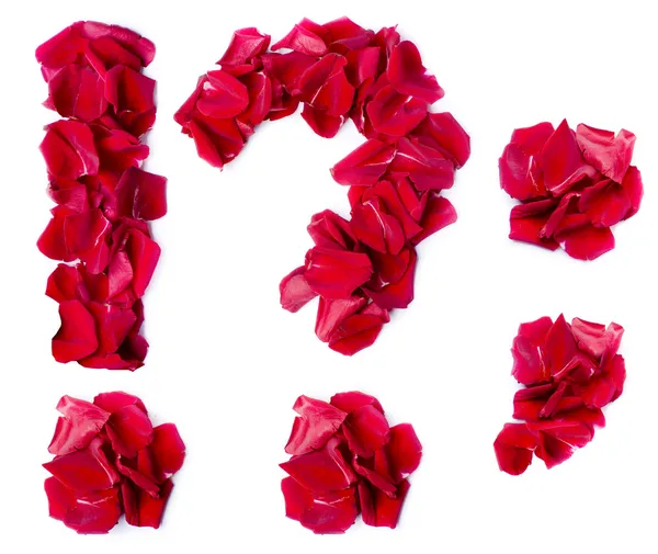 Знаки пунктуации, сделанные из красной розы — стоковое фото
