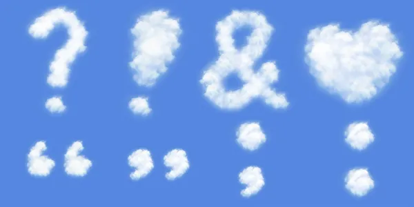 Всем добрый знак пунктуации в форме облака — стоковое фото