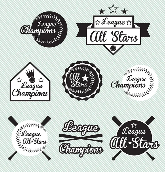 Векторный набор всех звезды и Лиги чемпионов этикетки — стоковый вектор