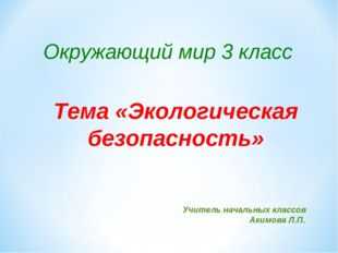 Экология 3 класс окружающий мир презентация